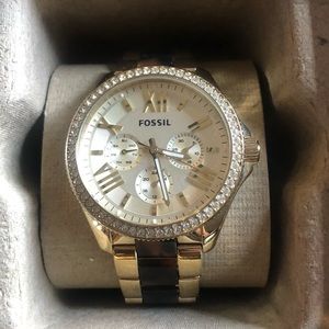 Gold & Tortoise Fossil Watch